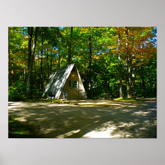 Kamperen in een A-Frame hut Poster (Voorkant)