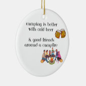 Kamperen is beter met koud bier op een keramisch ornament (Rechts)