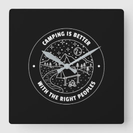 Kamperen is beter met....Wall Clock Vierkante Klok