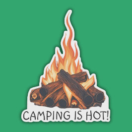 Kamperen is heet! waterdicht sticker