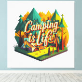 Kamperen is Leven Canvas Afdruk (Insitu (Houten vloer))