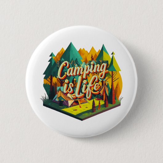 Kamperen is Leven Ronde Button 5,7 Cm (Voorkant)