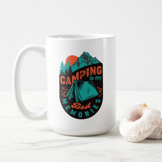 Kamperen is mijn beste herinneringen koffiemok (Met donut)