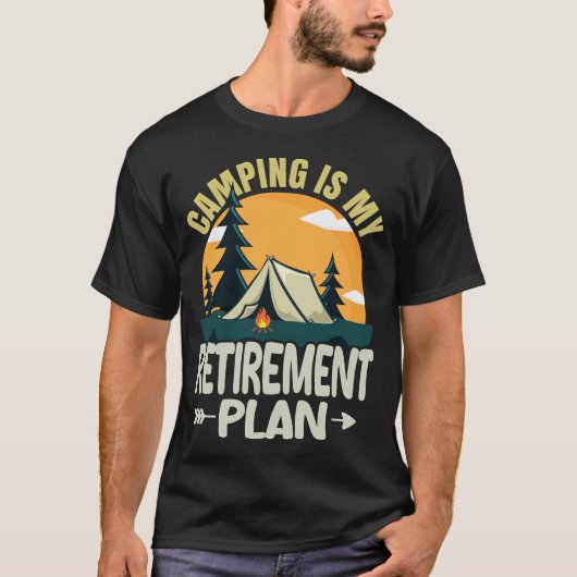 Kamperen is mijn pensioenplan Funny Camper Camp T-shirt (Voorkant)