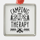 Kamperen is mijn therapie retro bos kampvuur metalen ornament (Voorkant)