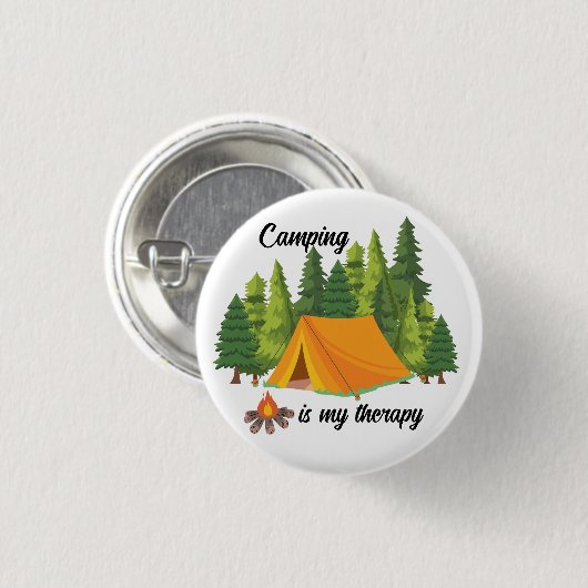 Kamperen is mijn zomertherapie ronde button 3,2 cm (Voorkant /achterkant)