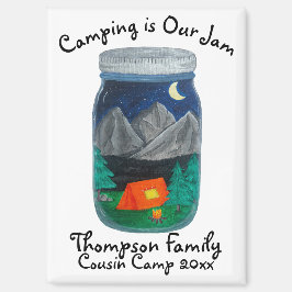 Kamperen is Onze Jam Tent en bergen in Jar Magneet