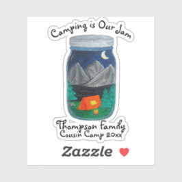 Kamperen is Onze Jam Tent en bergen in Jar Sticker