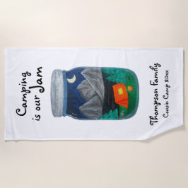 Kamperen is Onze Jam Tent en bergen in Jar Strandlaken