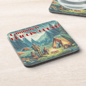 Kamperen is verbijsterend grote grappige regen bier onderzetter (Linkerzijde)