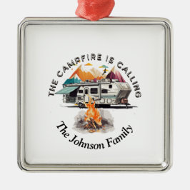 Kamperen, kampvuur, Kerstmis, Vijfde wiel, Metalen Ornament