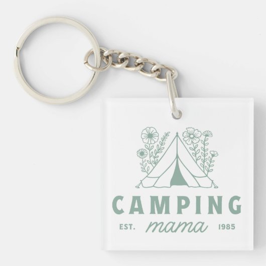 Kamperen mama zomerkamp moeder esthetisch sleutelhanger (Voorkant)