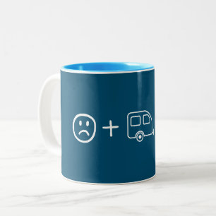 Kamperen met een camper maakt je gelukkig tweekleurige koffiemok