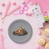 Kamperen met geliefden papieren bordje (Feest)