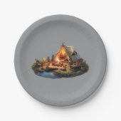 Kamperen met geliefden papieren bordje (Voorkant)