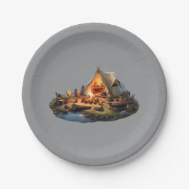 Kamperen met geliefden papieren bordje