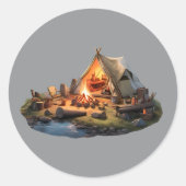 Kamperen met geliefden ronde sticker (Voorkant)