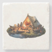 Kamperen met geliefden stenen onderzetter (Voorkant)