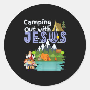Kamperen met Jesus Summer Camp VBS Christelijk K Ronde Sticker