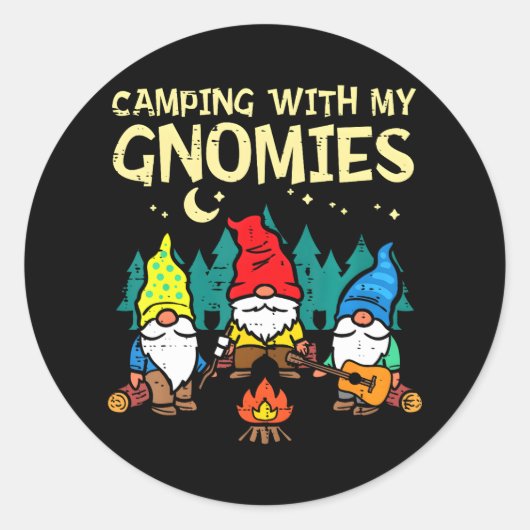Kamperen met mijn kabouters grappige camper kabout ronde sticker (Voorkant)