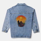 Kamperen natuur zonsondergang denim jacket (Achterkant)