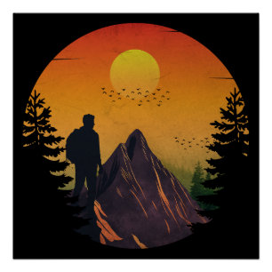 Kamperen natuur zonsondergang perfect poster