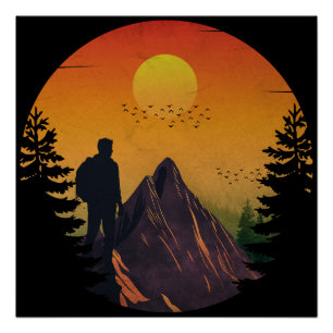 Kamperen natuur zonsondergang perfect poster
