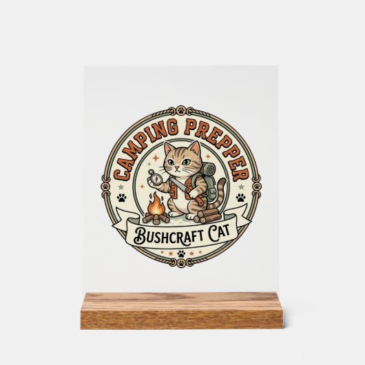 Kamperen Prepper Bushcraft Kat Kamperen Prepper Bu Acryl Bord (Voorkant)