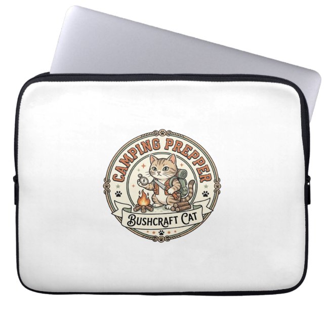 Kamperen Prepper Bushcraft Kat Kamperen Prepper Bu Laptop Sleeve (Voorkant)