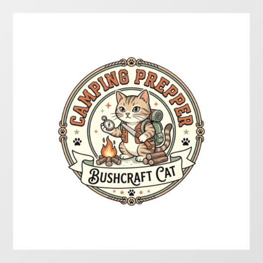 Kamperen Prepper Bushcraft Kat Kamperen Prepper Bu Raamsticker (Vel)