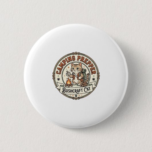 Kamperen Prepper Bushcraft Kat Kamperen Prepper Bu Ronde Button 5,7 Cm (Voorkant)