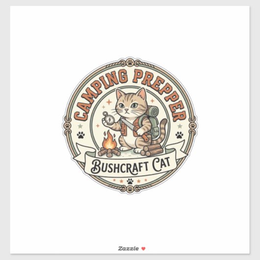 Kamperen Prepper Bushcraft Kat Kamperen Prepper Bu Sticker (Vel)