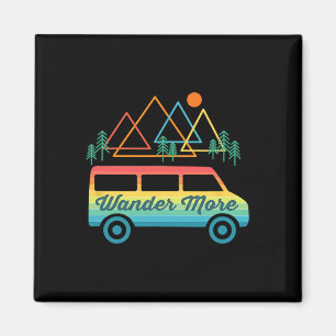 Kamperen Retro Camper Van Vintage Zonsondergang Be Magneet