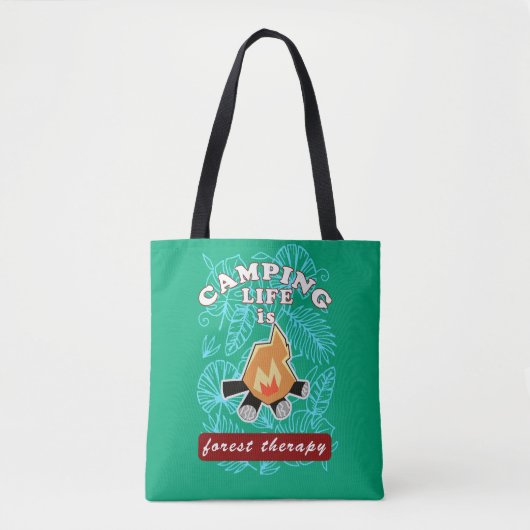 kamperen tote bag (Voorkant)