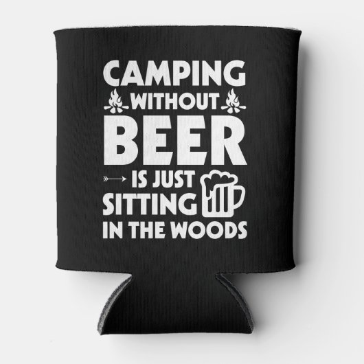 Kamperen zonder bier zittend hout liefhebber blikjeskoeler (Voorkant)