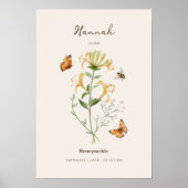 Kamperfoelie Geboortemaand Bloem Poster (Voorkant)