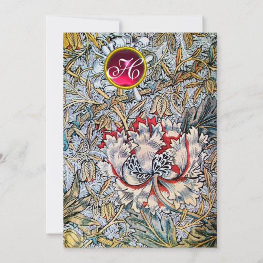 KAMPERFOELIE Rode Ruby Monogram Champagne Metaal Kaart (Voorkant)