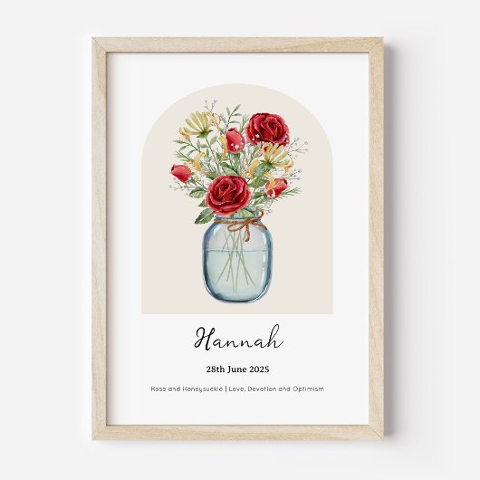 Kamperfoelie Roos Geboortemaand Bloem Poster