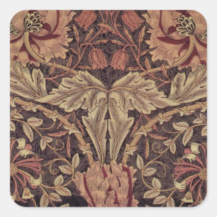 Kamperfoelie van William Morris, Tuin Bloemen Kuns Vierkante Sticker