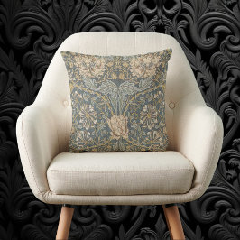 Kamperfoelie van William Morris, Vintage Bloemen K Kussen