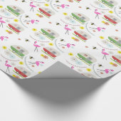  kampers en roze vlamingos cadeaupapier (Hoek)