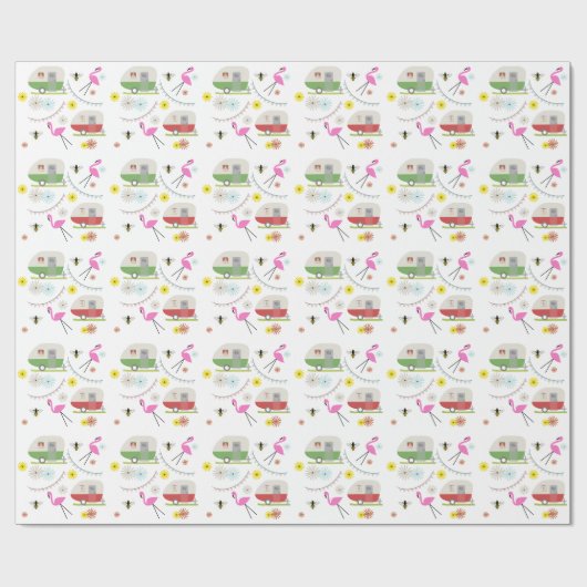  kampers en roze vlamingos cadeaupapier (Vlak)