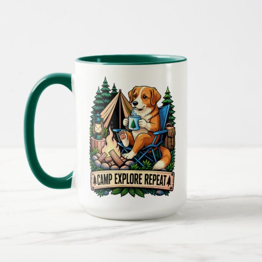 Kampierhond bij het kampvuur mok (Links)