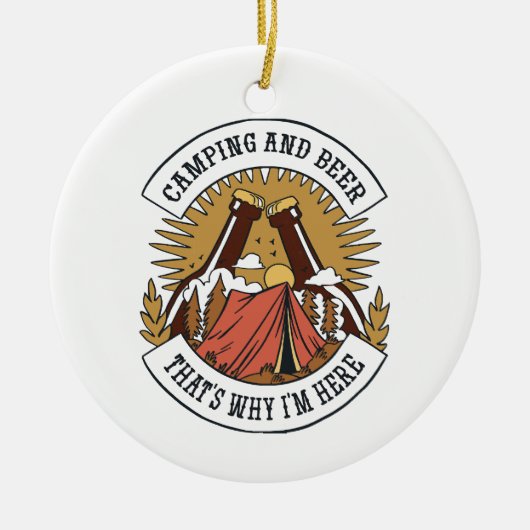 Kamping en bier keramisch ornament (Voorkant)