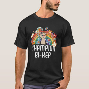 Kampioen Biker Fiets Biseksueel Rainbow Pride LGB T-shirt