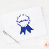 Kampioen Blauwe Lint Ronde Sticker (Envelop)