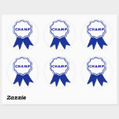 Kampioen Blauwe Lint Ronde Sticker (Vel)