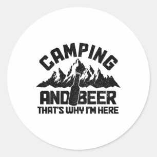 Kampioen en bier daarom ben ik hier grappige campe ronde sticker
