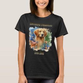 Kampioen Golden Retriever schittert met trofee T-shirt
