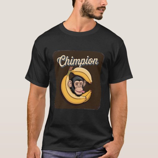 Kampioen Grappige Aap Banaan Ontwerp T-shirt (Voorkant)